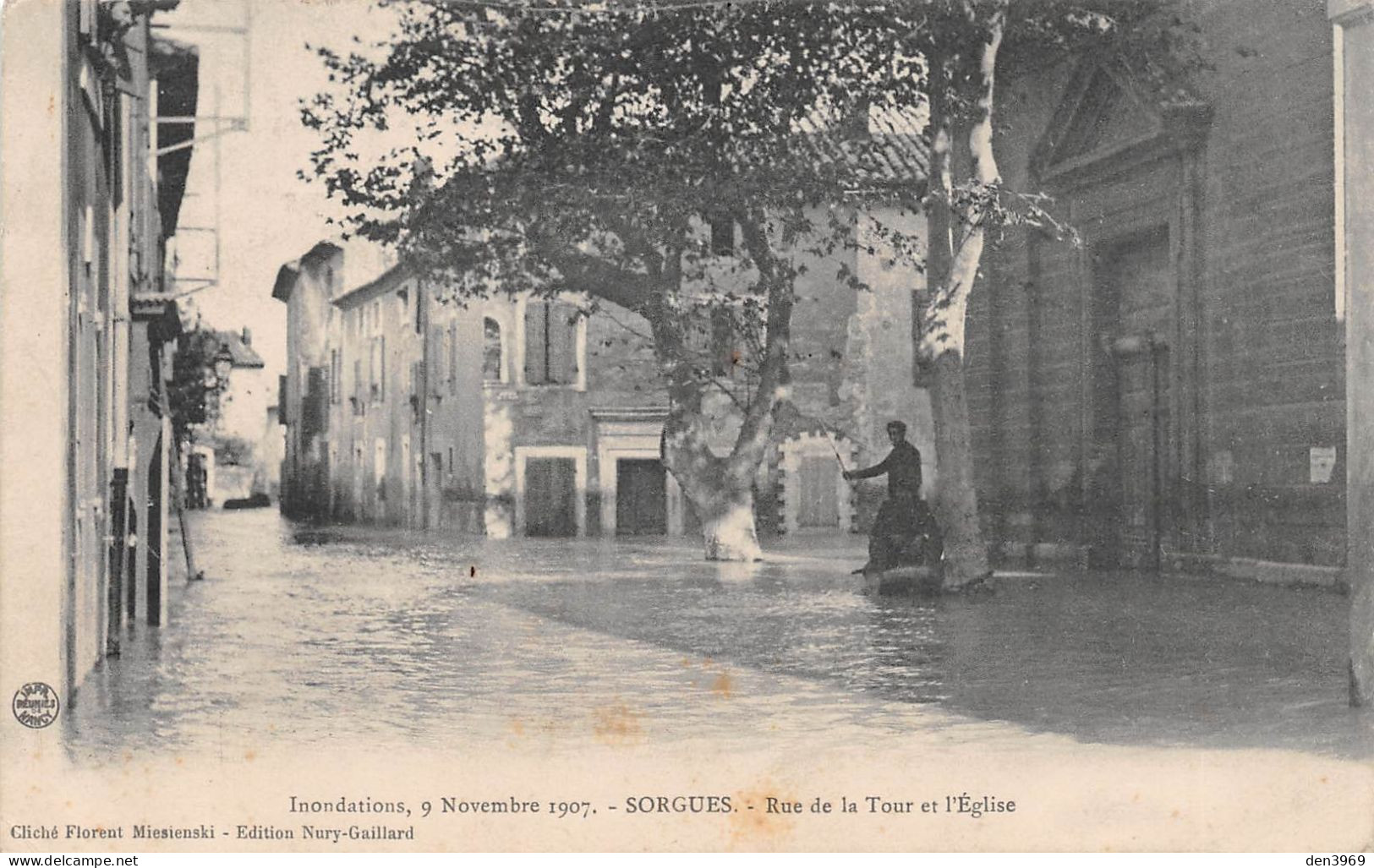 SORGUES (Vaucluse) - Inondations, 9 Novembre 1907 - Rue De La Tour Et L'Eglise - Voyagé (2 Scans) Magdinier à Sain-Bel - Sorgues