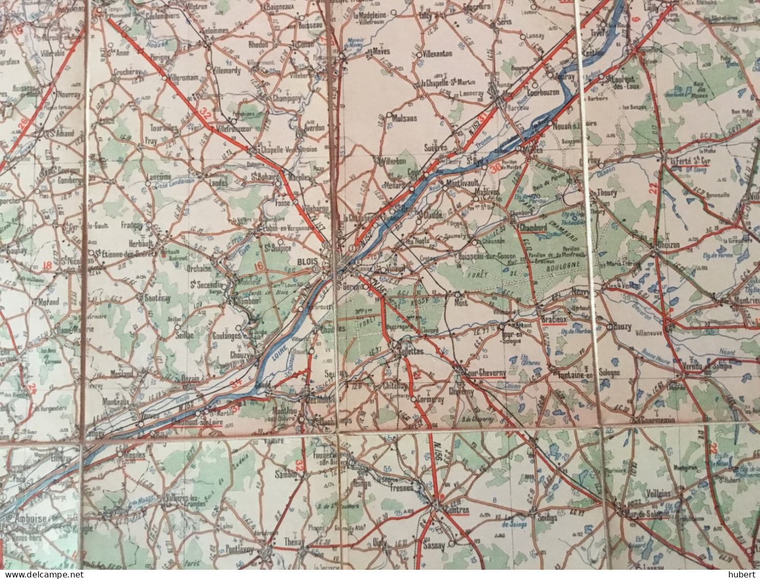 Ancienne carte routière Michelin sur toile France n°19 Tours-Blois-Chateaurenault-Verron