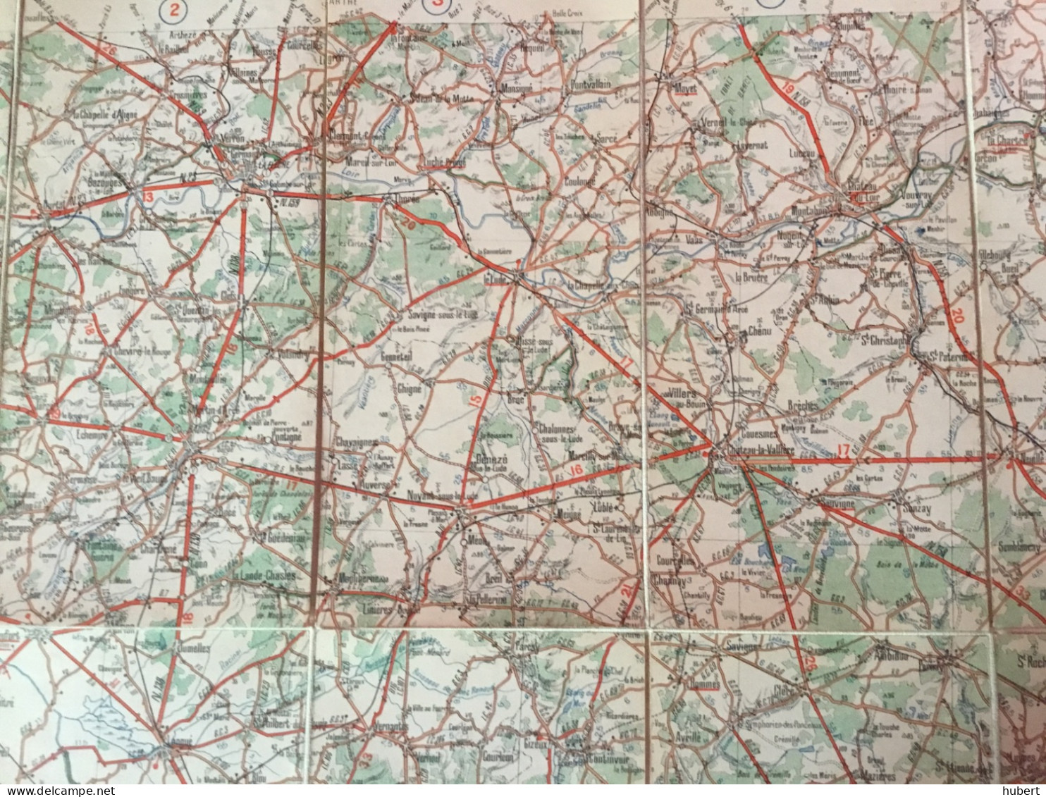 Ancienne carte routière Michelin sur toile France n°19 Tours-Blois-Chateaurenault-Verron