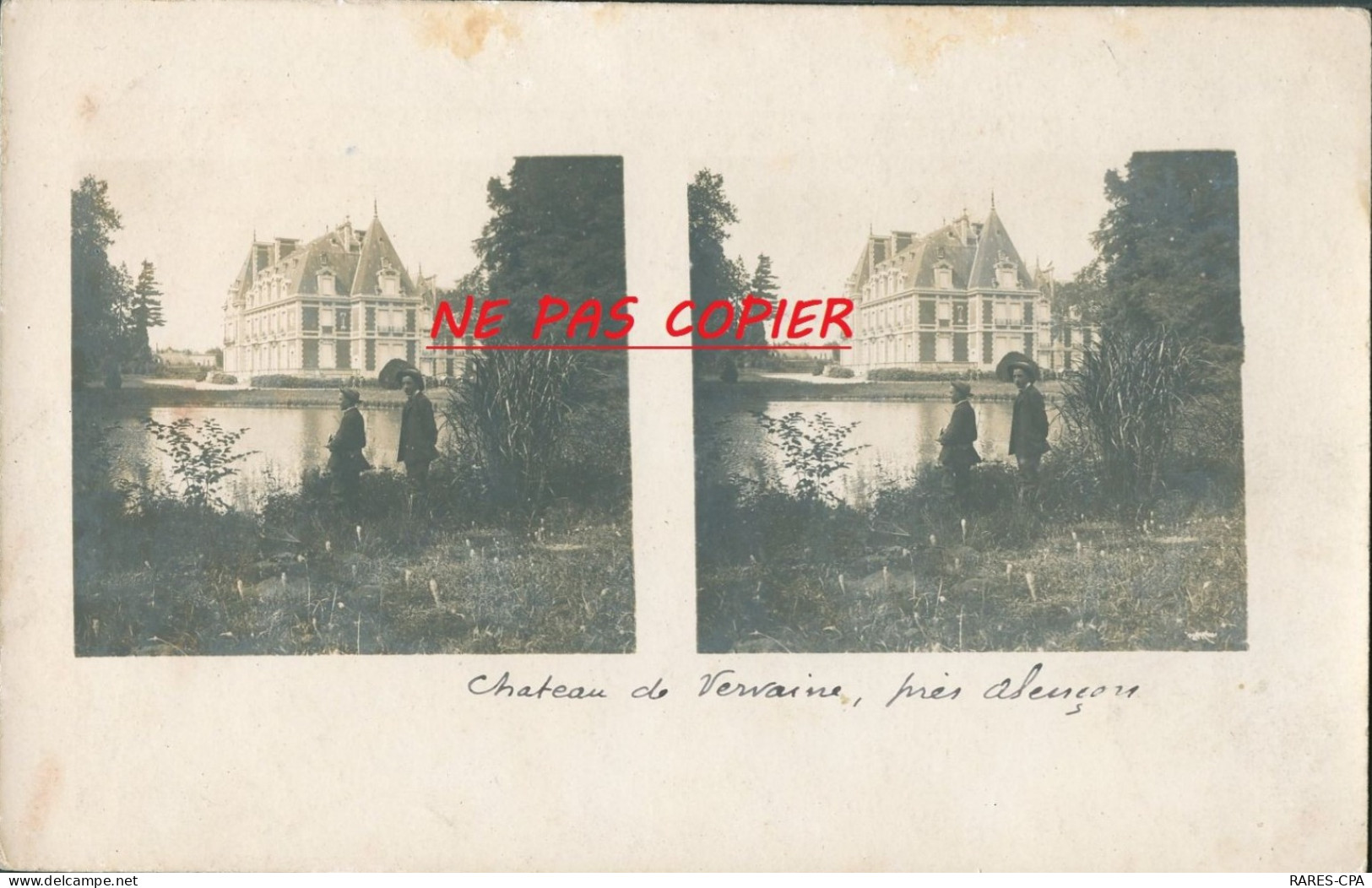 61 CONDE SUR SARTHE - CHATEAU DE VERVEINE - LE PONT PERCE - CPA PHOTO STEREOSCOPIQUE - RARE - SUPERBE - Sonstige & Ohne Zuordnung