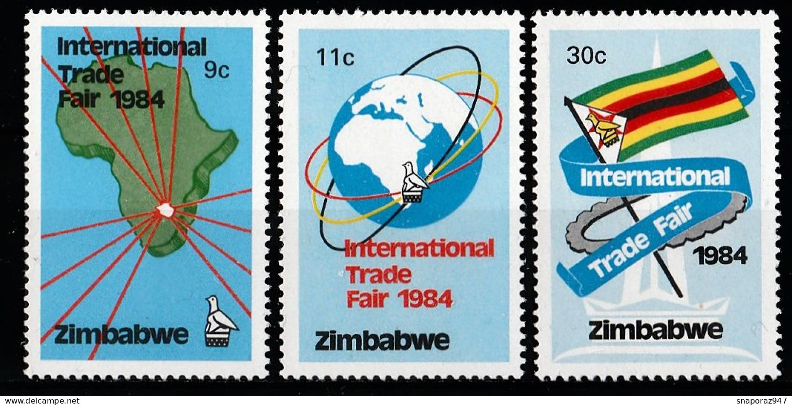 1984 Zimbabwe Trade Fair In Zimbabwe Flags Set MNH** No70 - Handicap