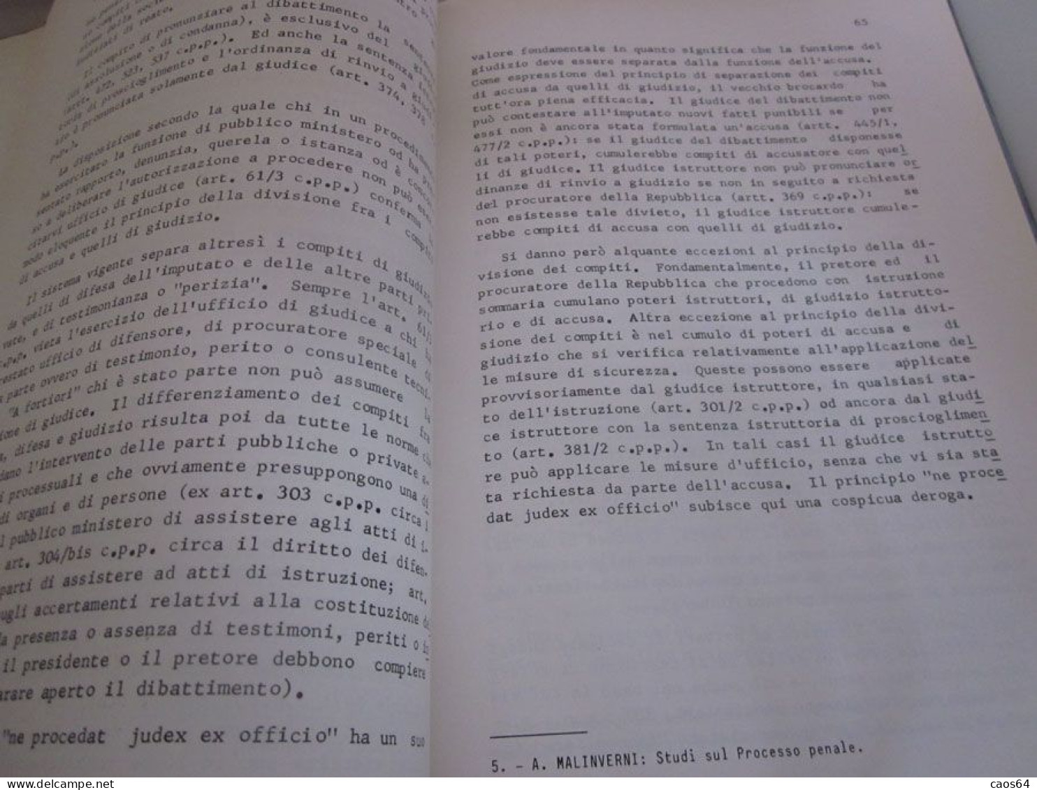 Studi sul PROCESSO PENALE Alessandro Malinverni Giappichelli 1983