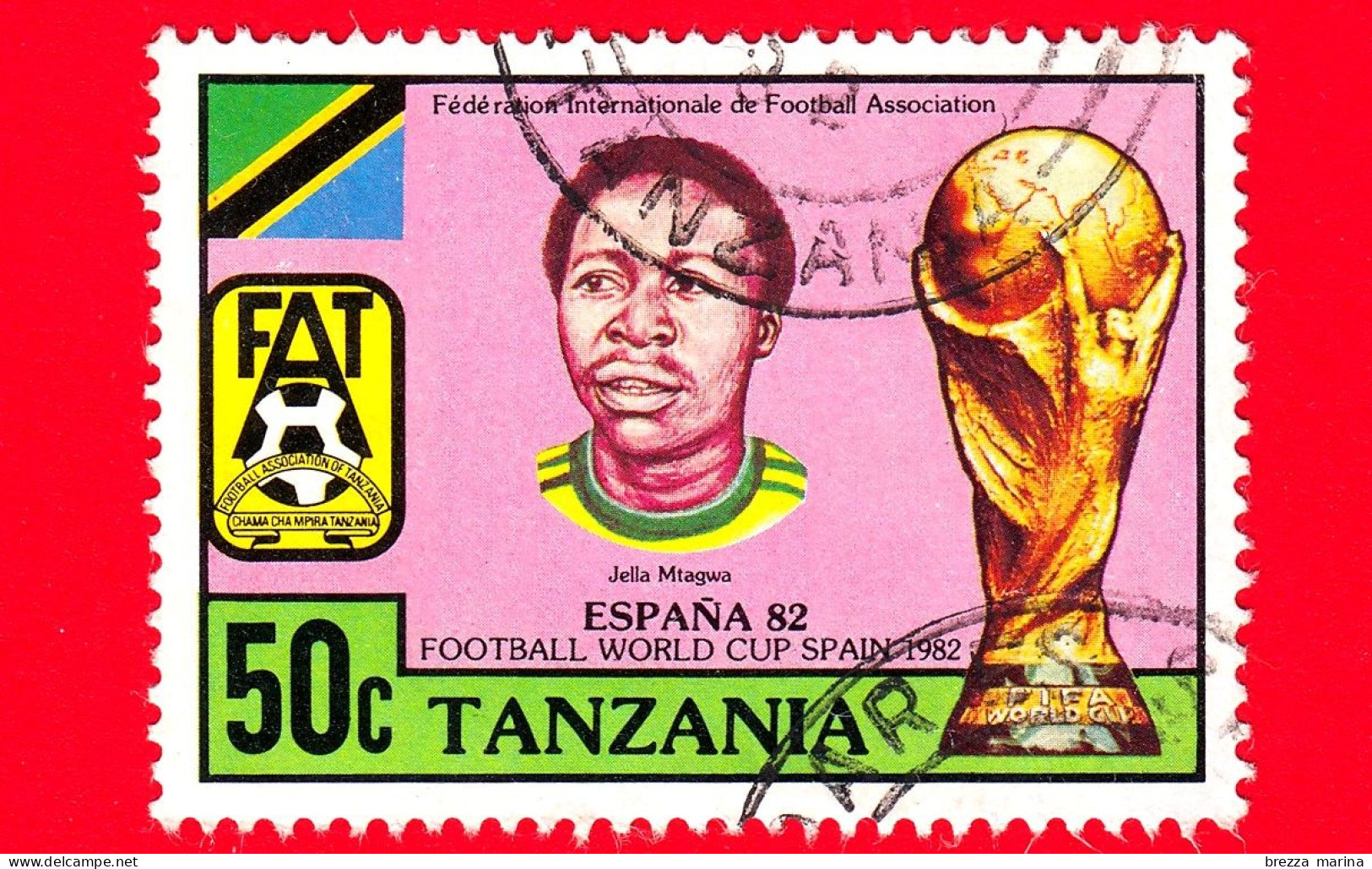 TANZANIA - Usato - 1982 - Sport - Calcio - FIFA Mondiali 1982 - Spagna - Jella Mtagwa, Calciatore, Coppa - 50 - Tanzania (1964-...)