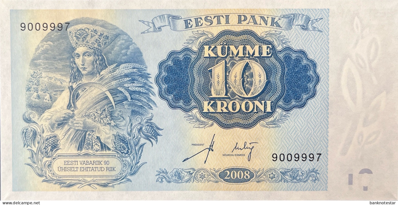 Estonia 10 Krooni, P-90 (2008) - UNC - 9009997 Serial - Estonie