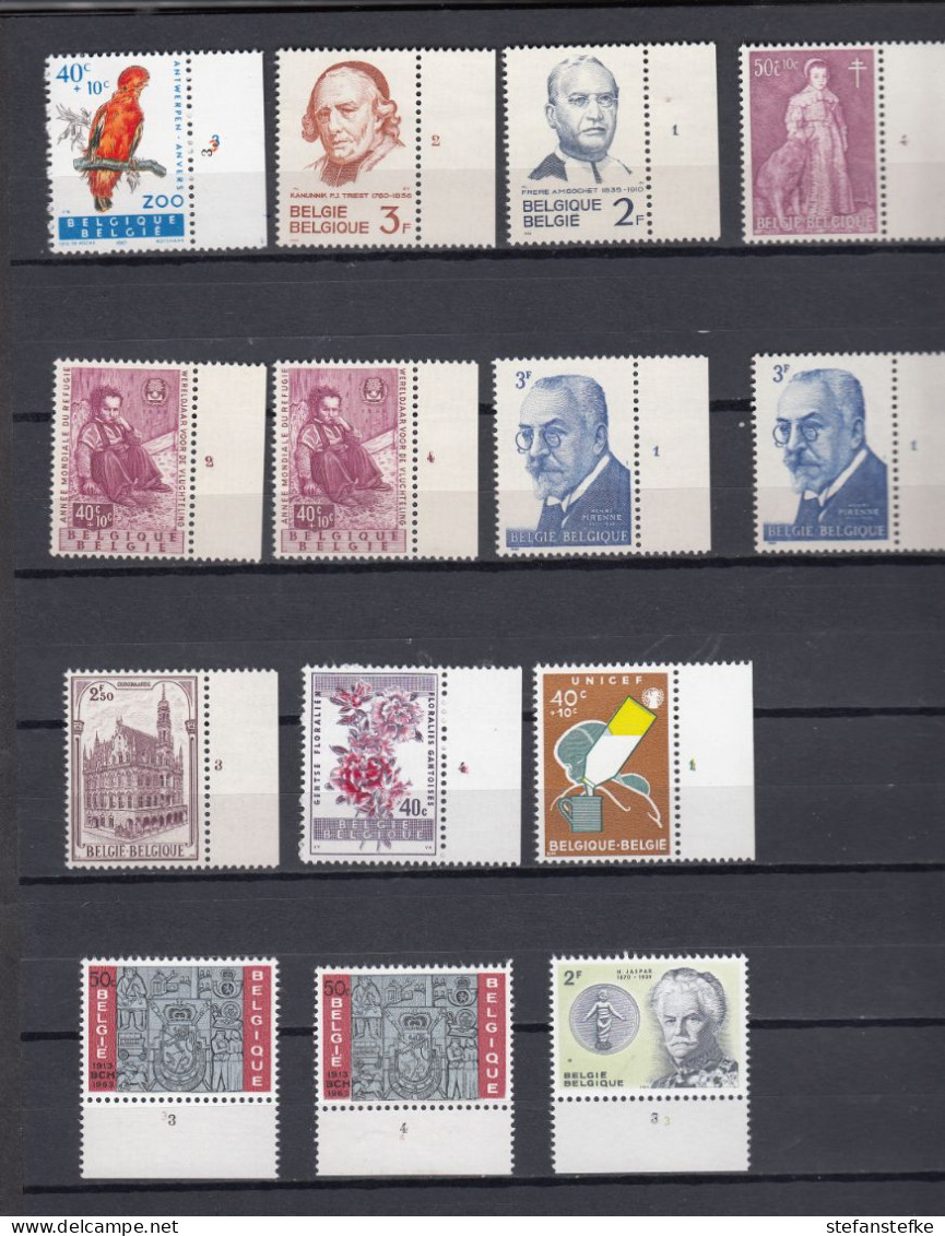 Belgie- Belgique Ocb Nr:  Lot Plaatnummers ** MNH  (zie  Scan) - 1961-1970