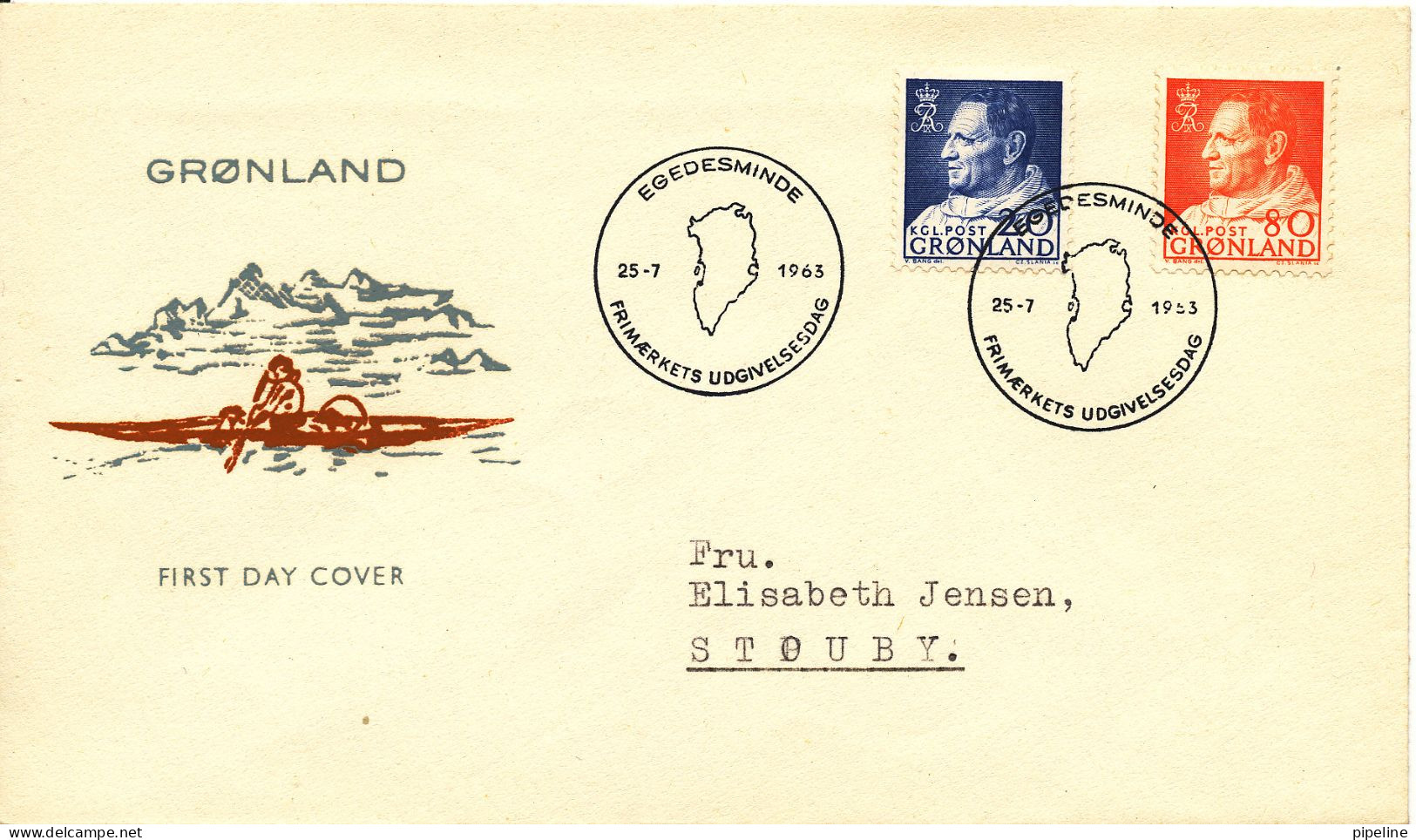 Greenland FDC 25-7-1963 King Frederik IX Complete With Cachet Sent To Denmark - Sonstige & Ohne Zuordnung