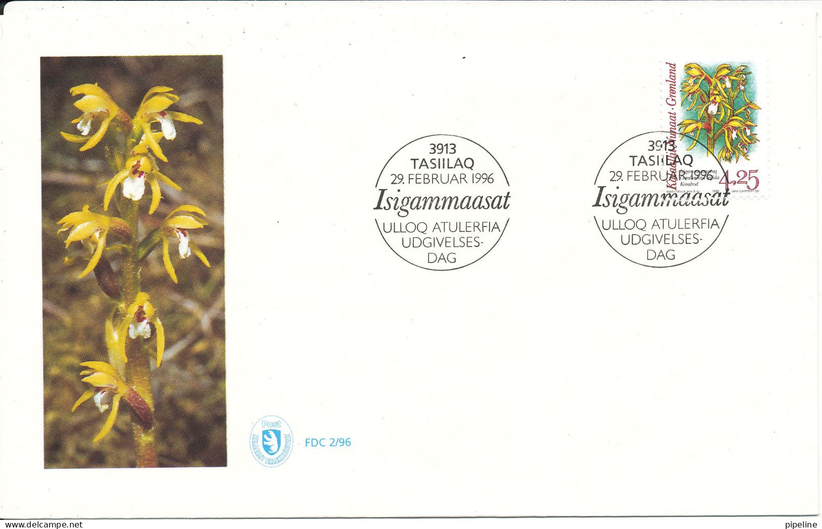 GREENLAND FDC 29-2-1996 Complete Set ORCHIDS With Cachet - FDC