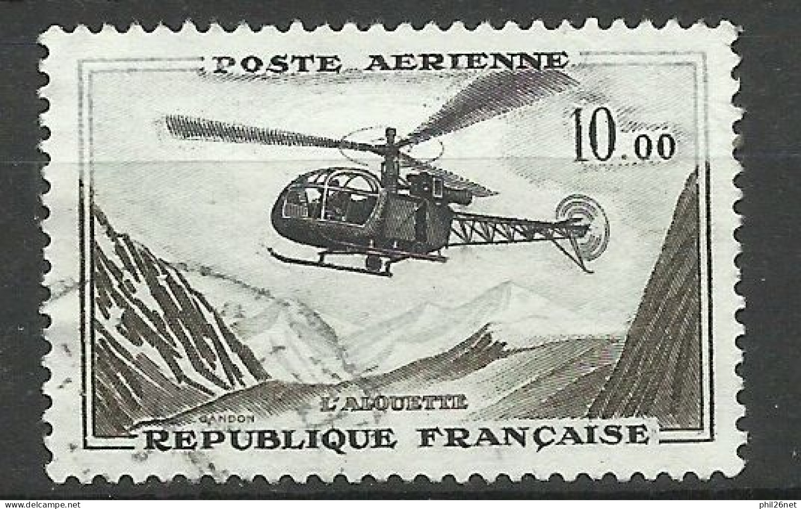 France Poste Aérienne N° 41  Alouette Gris    Oblitéré  B/TB  Voir Scans   Soldé ! ! ! - 1960-.... Matasellados