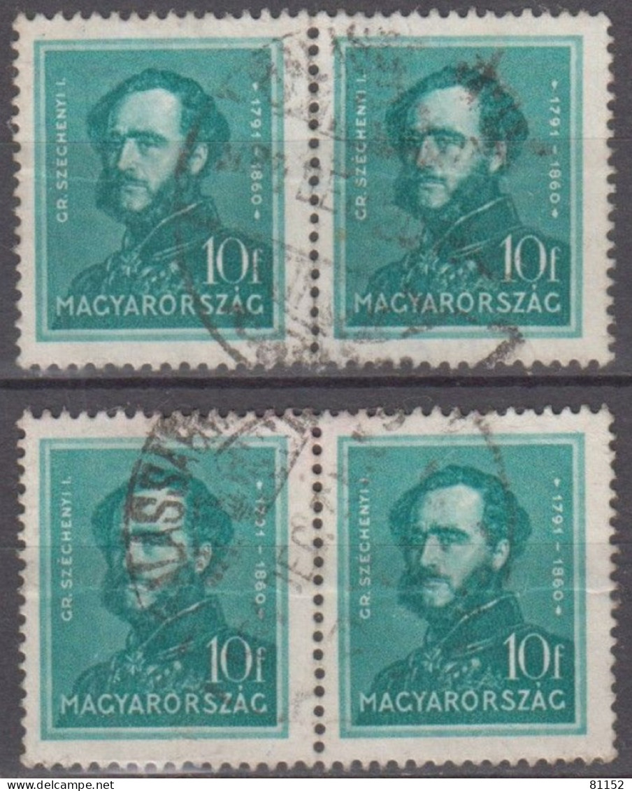 Hongrie  1932-37   Comte Széchenyi  10fi   Y.et.T.453    2 PAIRES   Oblitérés   Scan Recto-verso - Usati