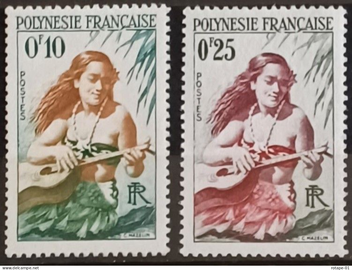 Polynesie Française  1958-60,  YT N°1-2  **,  Cote YT 1,5€ - Unused Stamps