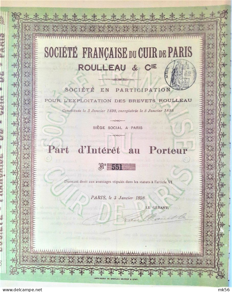 Société Française Du Cuir De Paris - Roulleau & Cie - 1898 - Paris - Tessili