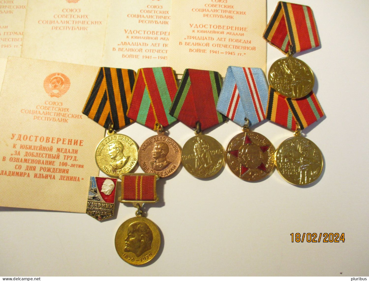 CURIOSITY RUSSIA WW II SET OF MEDALS TO ONE MAN FOR BOTH MILITARY AND LABOUR MERITS , 19-4 - Russia