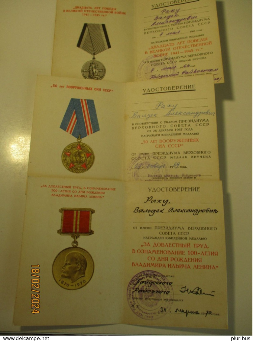 CURIOSITY RUSSIA WW II SET OF MEDALS TO ONE MAN FOR BOTH MILITARY AND LABOUR MERITS , 19-4