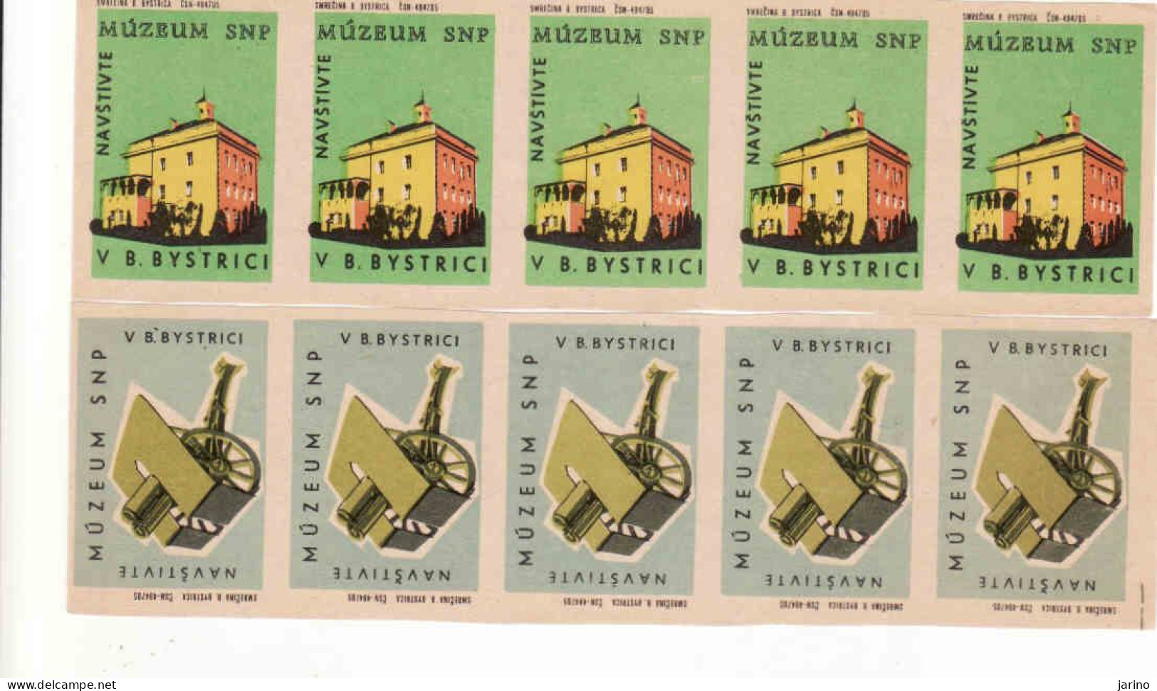 Slovakia - 10 Matchbox Labels, Banská Bystrica, Museum SNP, Cannon, Gun Cannon, Military - Boites D'allumettes - Etiquettes