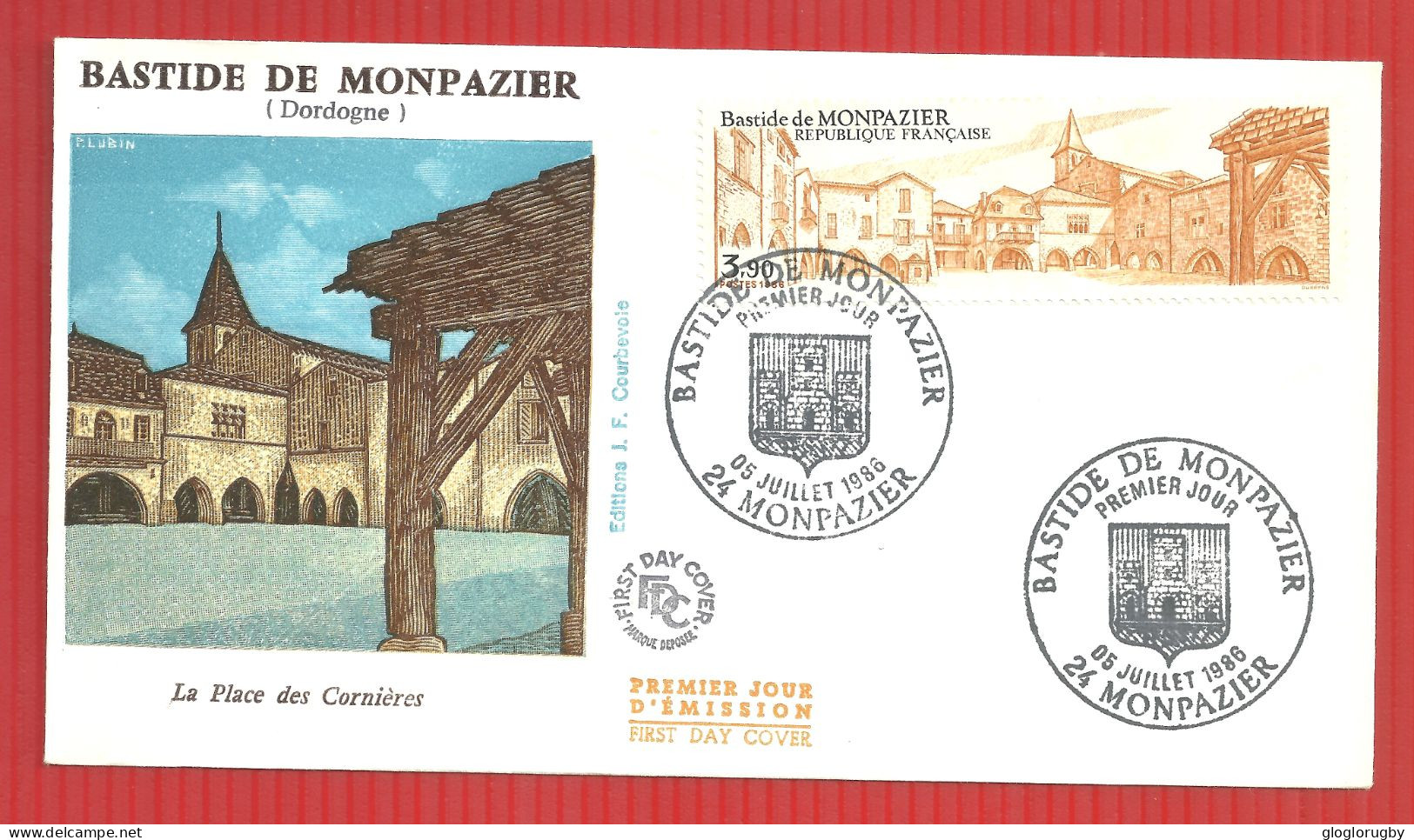 FDC ENVELOPPE  PREMIER JOUR  BASTIDE DE MONPAZIER 5 07 1986 - Abbeys & Monasteries