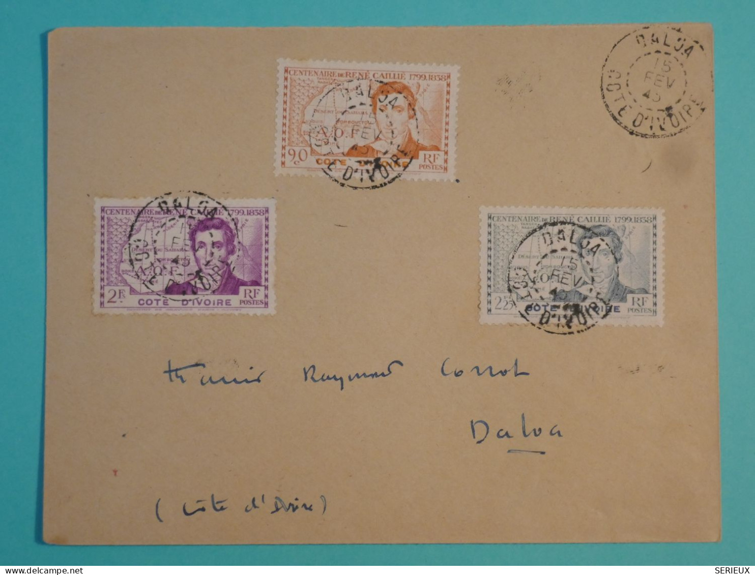 DJ 10  COTE D IVOIRE    BELLE  LETTRE   1945  PETIT BUREAU DALOA    + +AFF. INTERESSANT+ - Brieven En Documenten