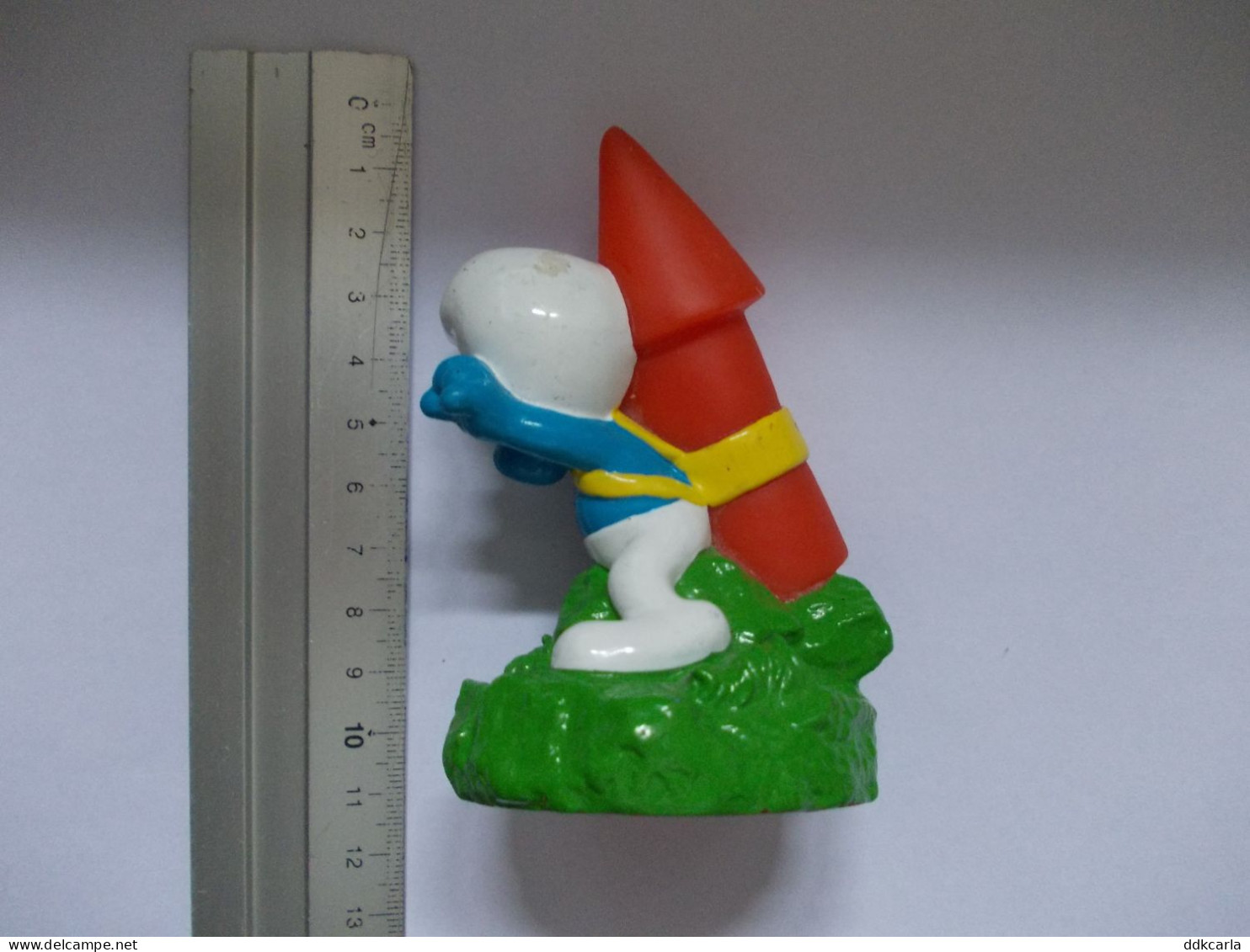 Grande / Grote Figurine Schtroumpf / Smurf Met Raket - Hoogte Ca 10cm Uitgave Peyo 1999 Bip N° 21 - Schtroumpfs