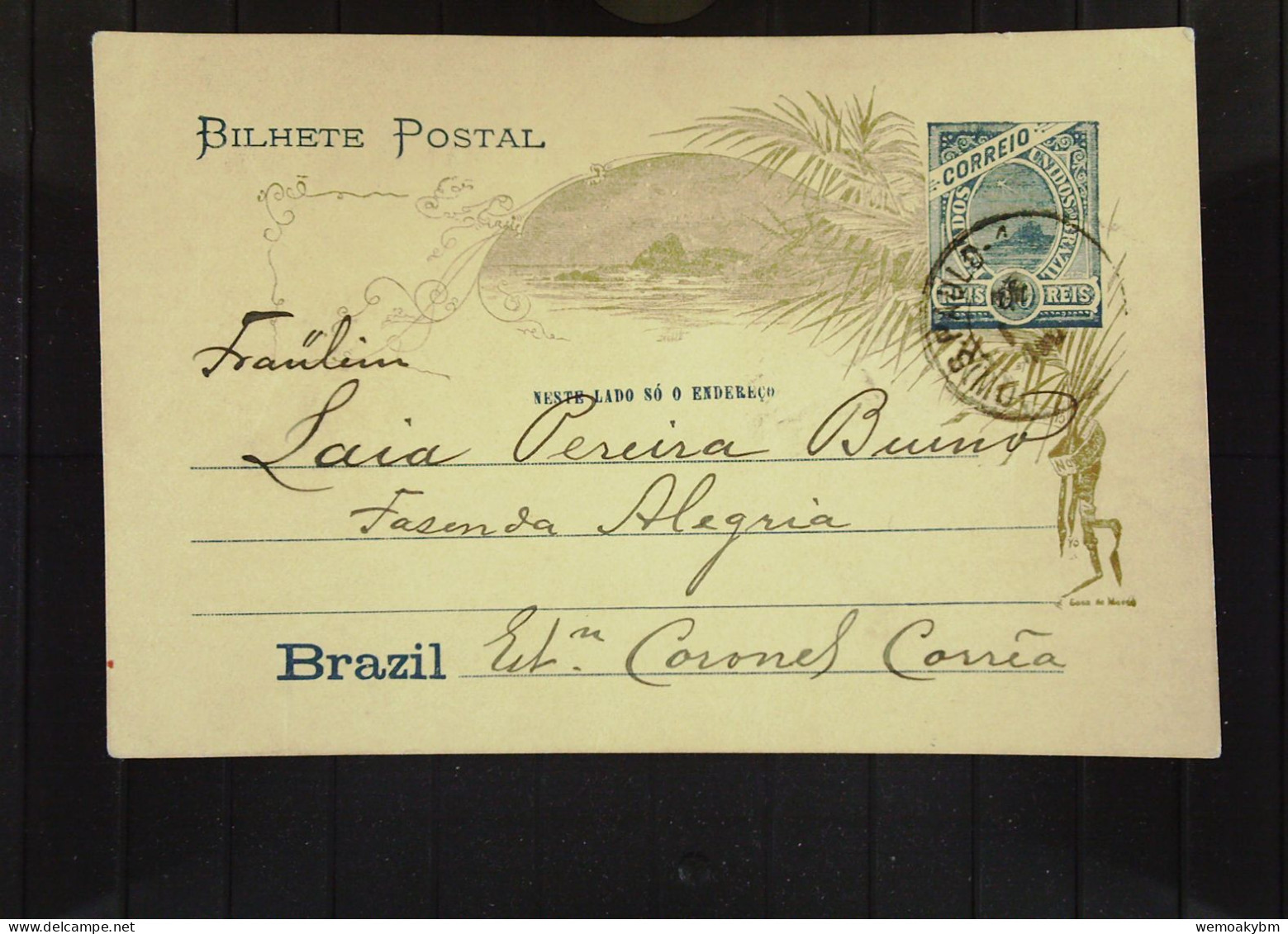 Brasilien: Kleinpostkarte (Bilhette Postal) Mit 5 Reis Aus Sao Paulo Vom 17.12.1905 Nach Coronel Correa - Brieven En Documenten