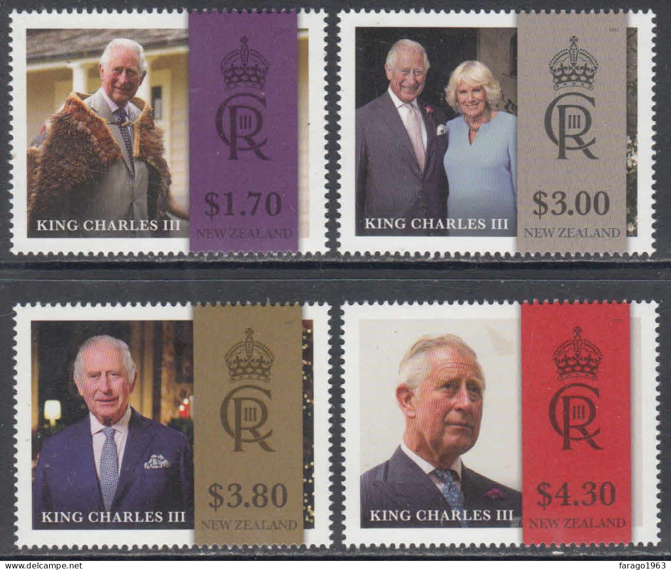 2023 New Zealand King Charles Royalty Complete Set Of 4 MNH @ BELOW FACE VALUE - Unused Stamps