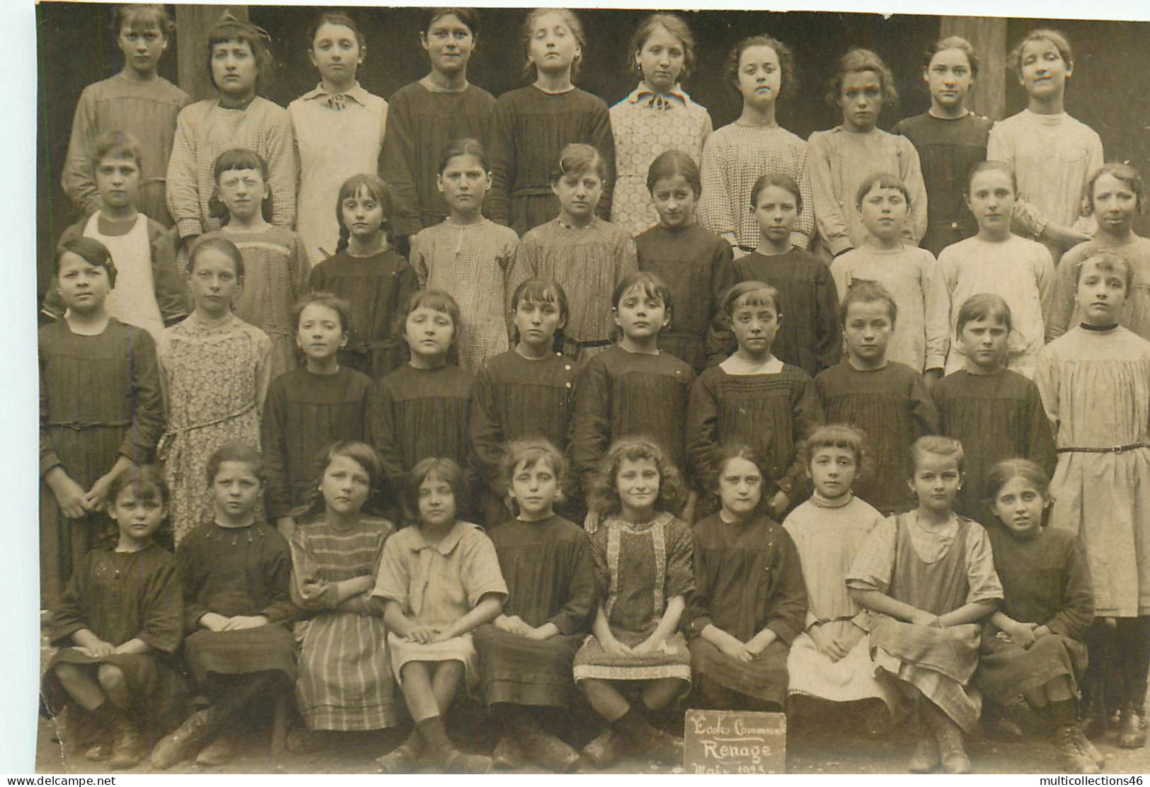 080224 - CARTE PHOTO ECOLE ENSEIGNEMENT - école Communale Fille Mai 1923 RENAGE - Renage