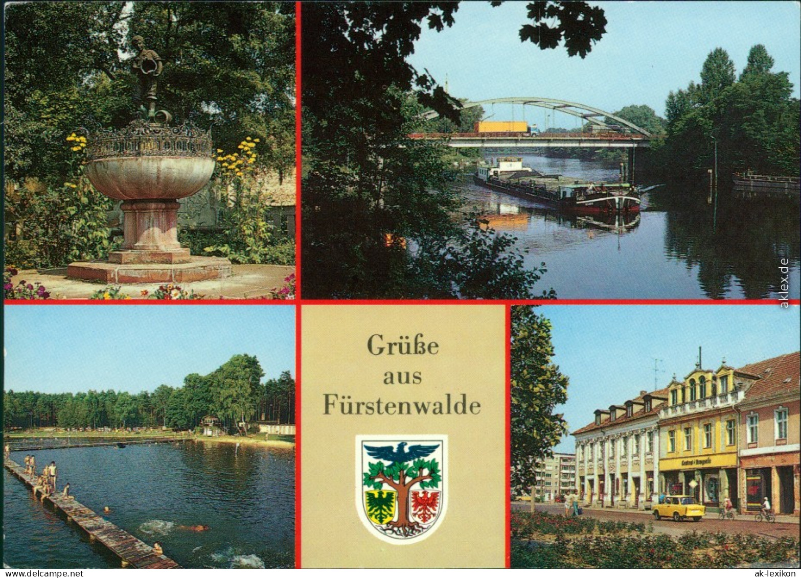 Fürstenwalde Grassnik-Brunnen, Thälmann-Pionier-Brücke Mühlenstraße 1988 - Fürstenwalde