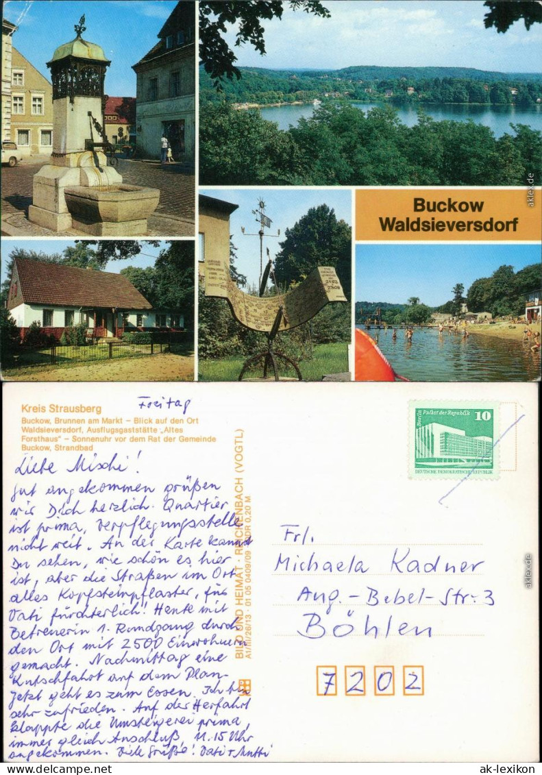 Waldsieversdorf Buckow: Brunnen, Überblick, Gaststätte, Forsthaus, Strand 1987 - Buckow