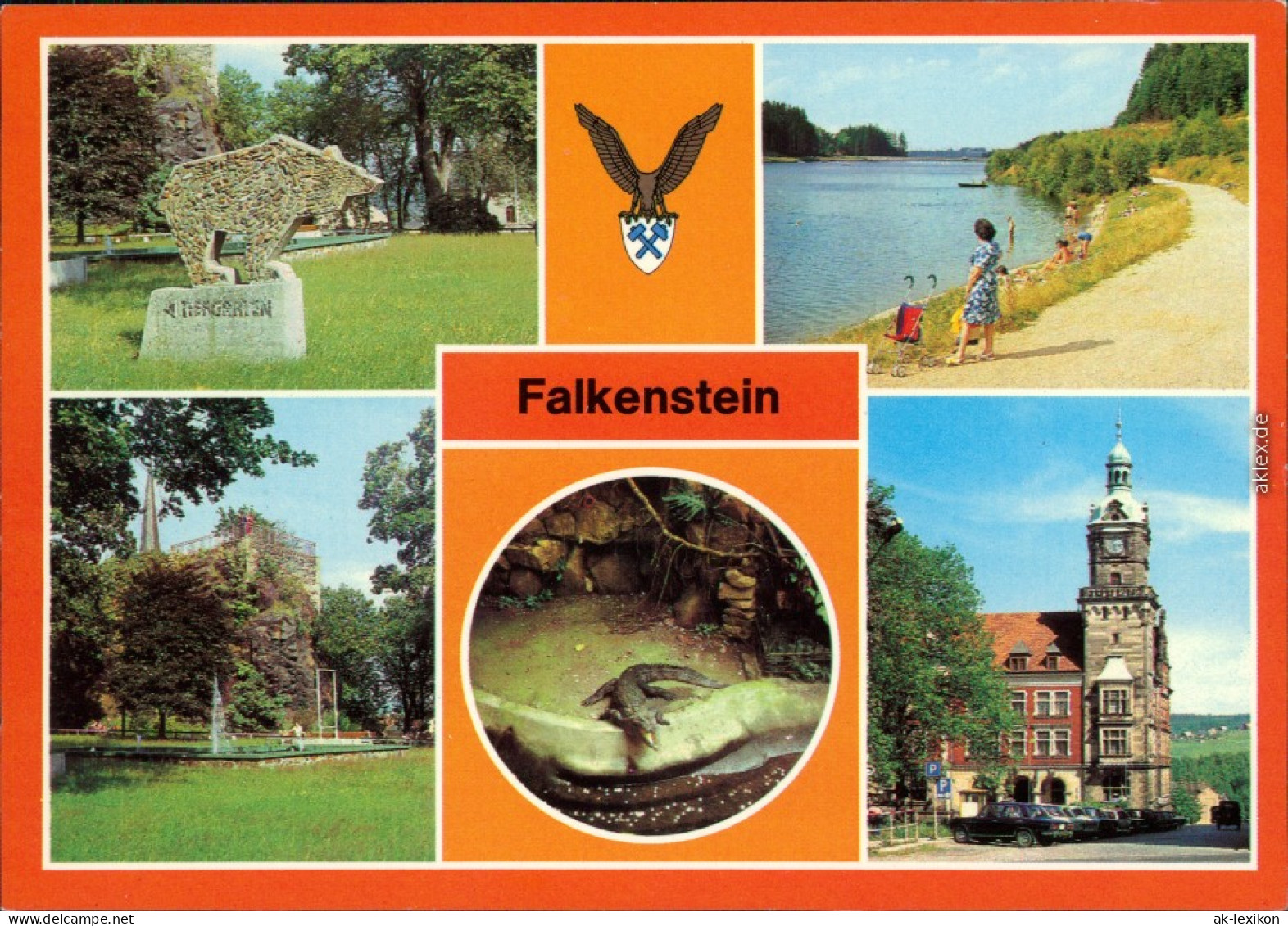 Falkenstein (Vogtland) Am  Talsperre, Tierpark - Krokodil, Rathaus 1983 - Falkenstein (Vogtland)