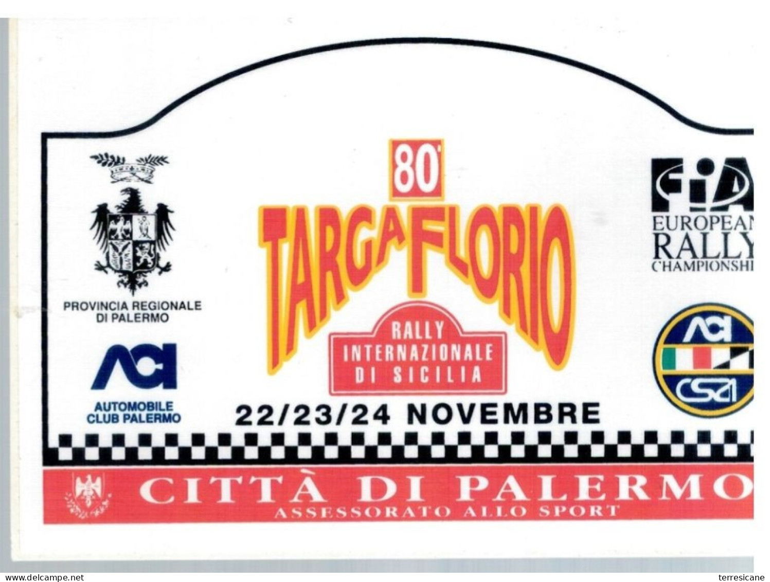 80 TARGA FLORIO 95 RALLY INTERNAZIONALE Placca Adesiva - Automobilismo - F1