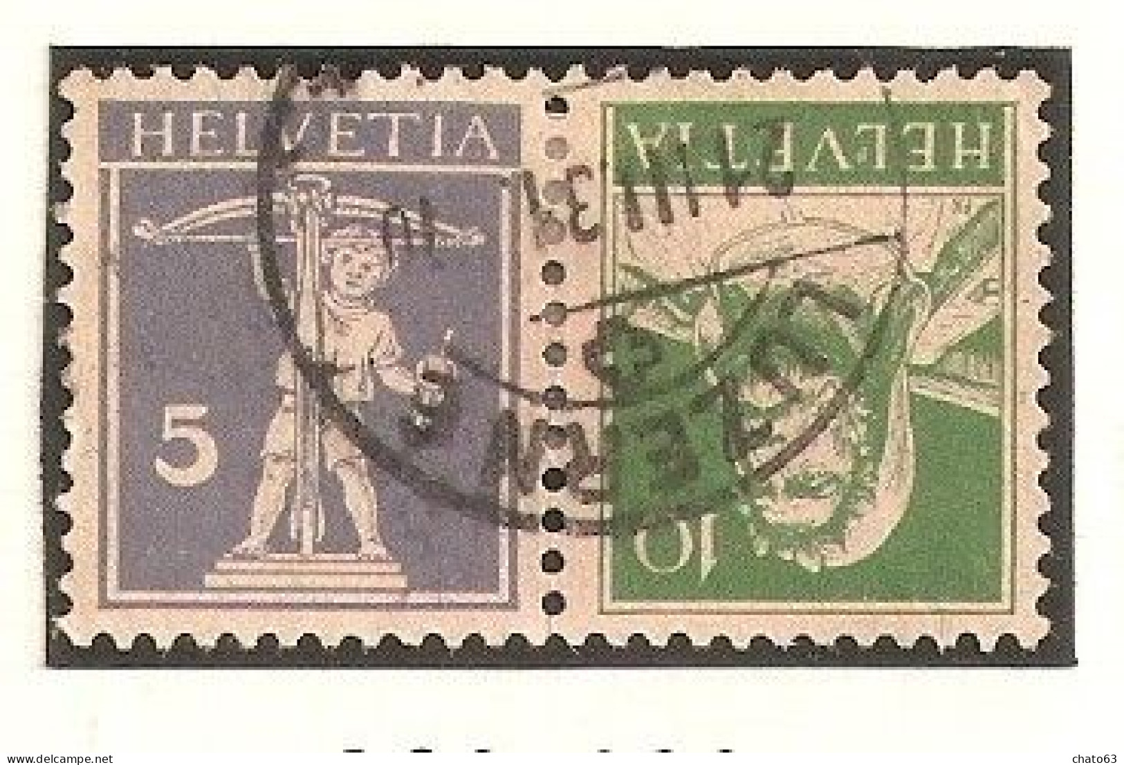 SUIZA. 1924-27. Tête-bêche . YT 197a - Tete Beche