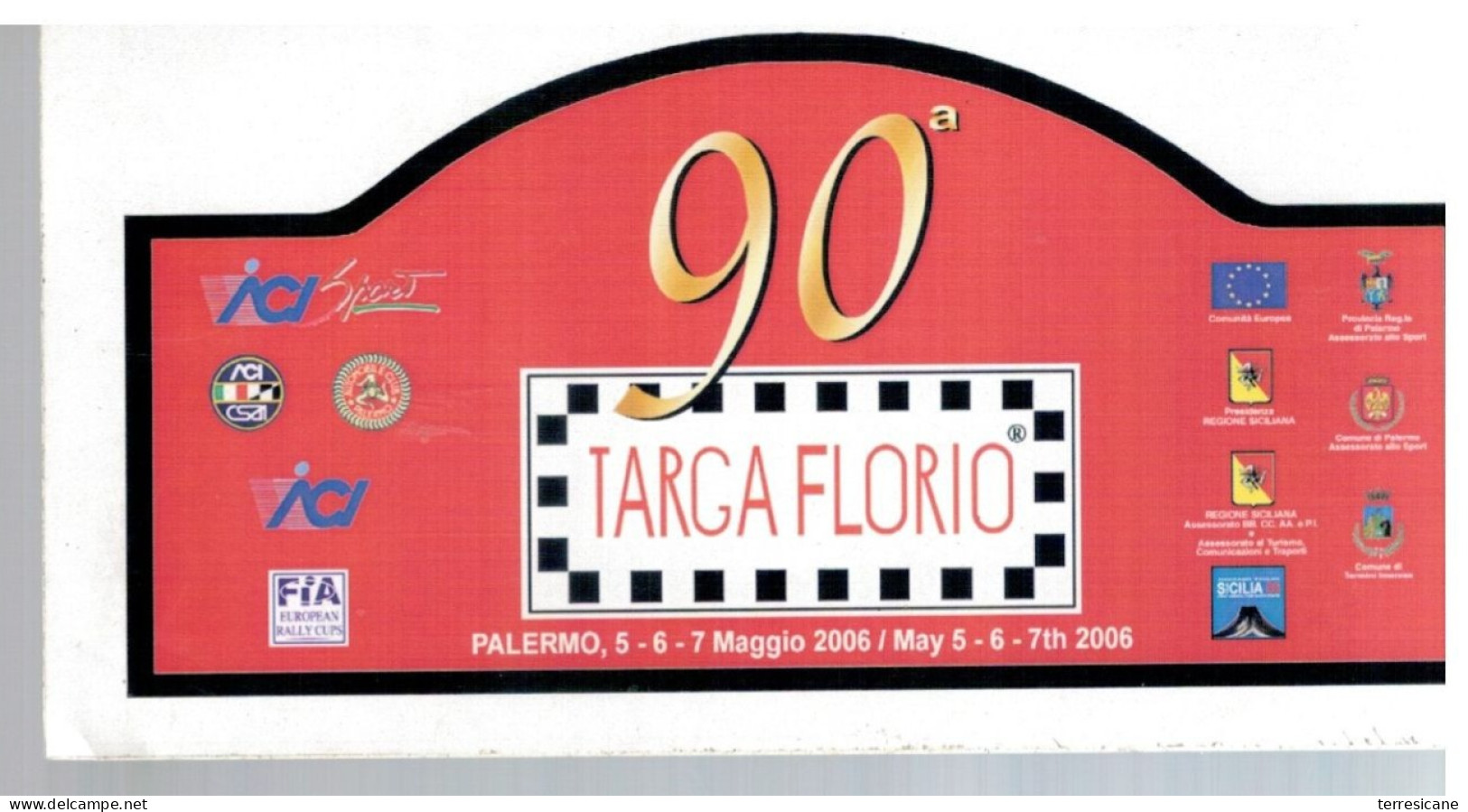 90 TARGA FLORIO 95 RALLY INTERNAZIONALE Placca Adesiva - Automobile - F1