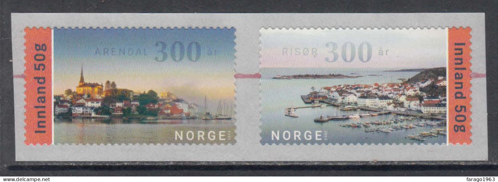 2023 Norway 300th Anniversary Of Arendal And Risor Harbour Port Boats Complete Pair MNH @ BELOW FACE VALUE - Unused Stamps