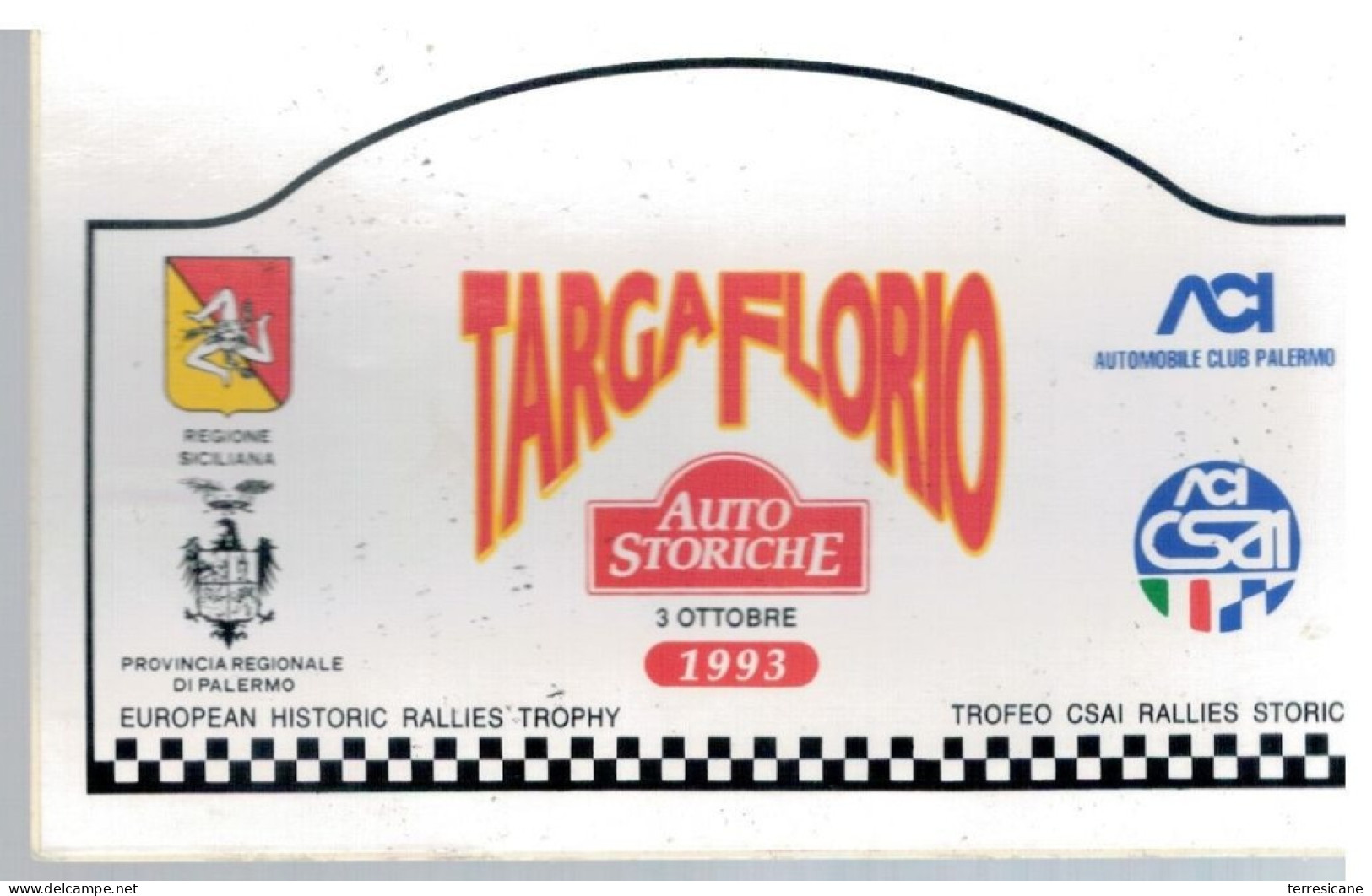 TARGA FLORIO AUTOSTORICHE 1993 PLACCA ADESIVA - Autosport - F1