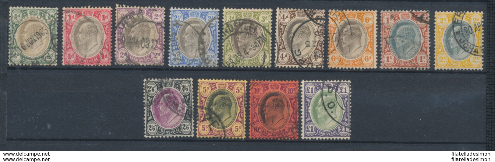 1904-09 Transvaal- South Africa - Stanley Gibbons N. 260/72a - 13 Valori - Watermark Mult Crown CA - Usati - Autres & Non Classés