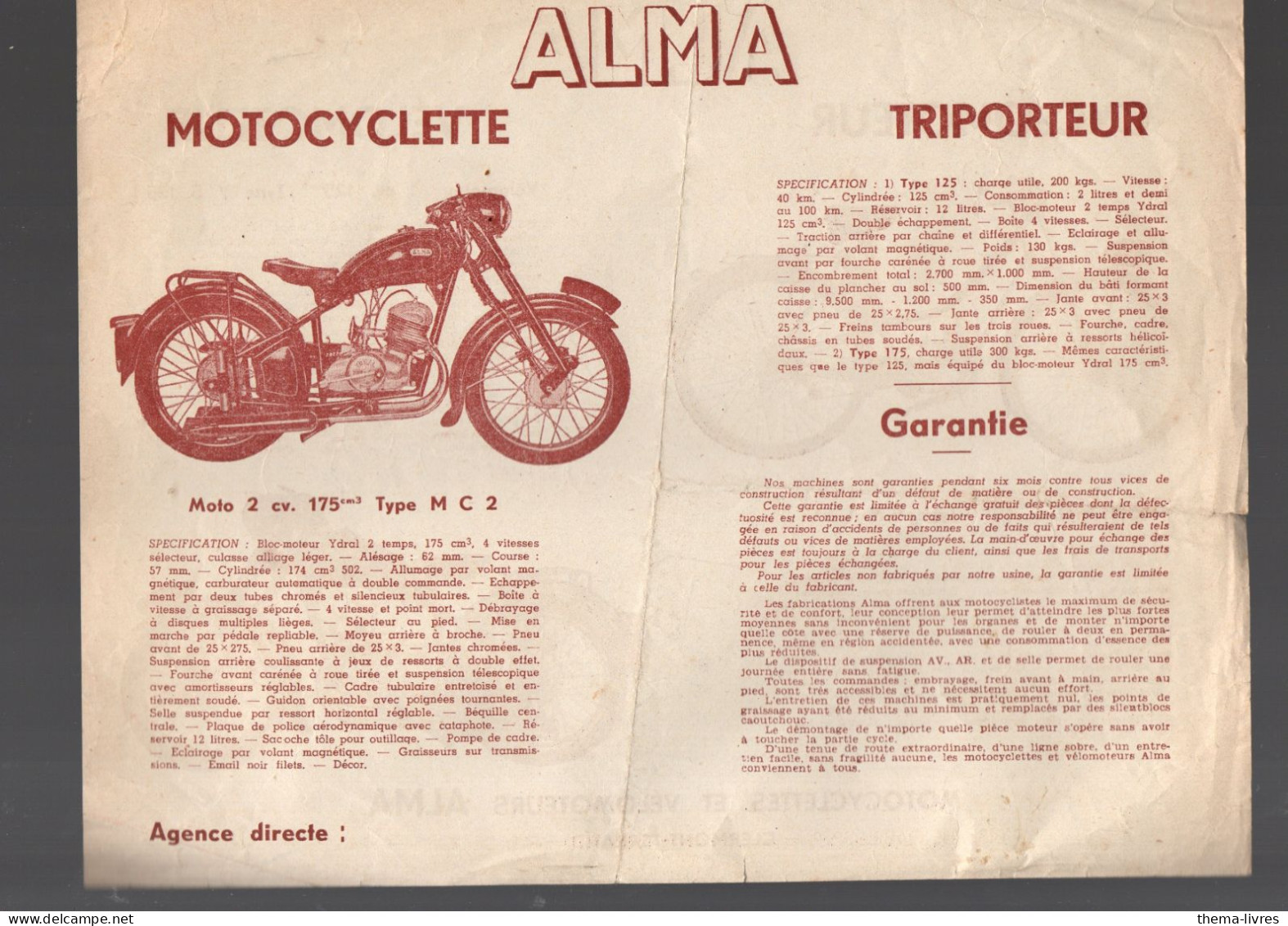 Clermont Ferrand  (63) Catalogue Circulaire   MOTO ALMA (PPP46385) - Motos