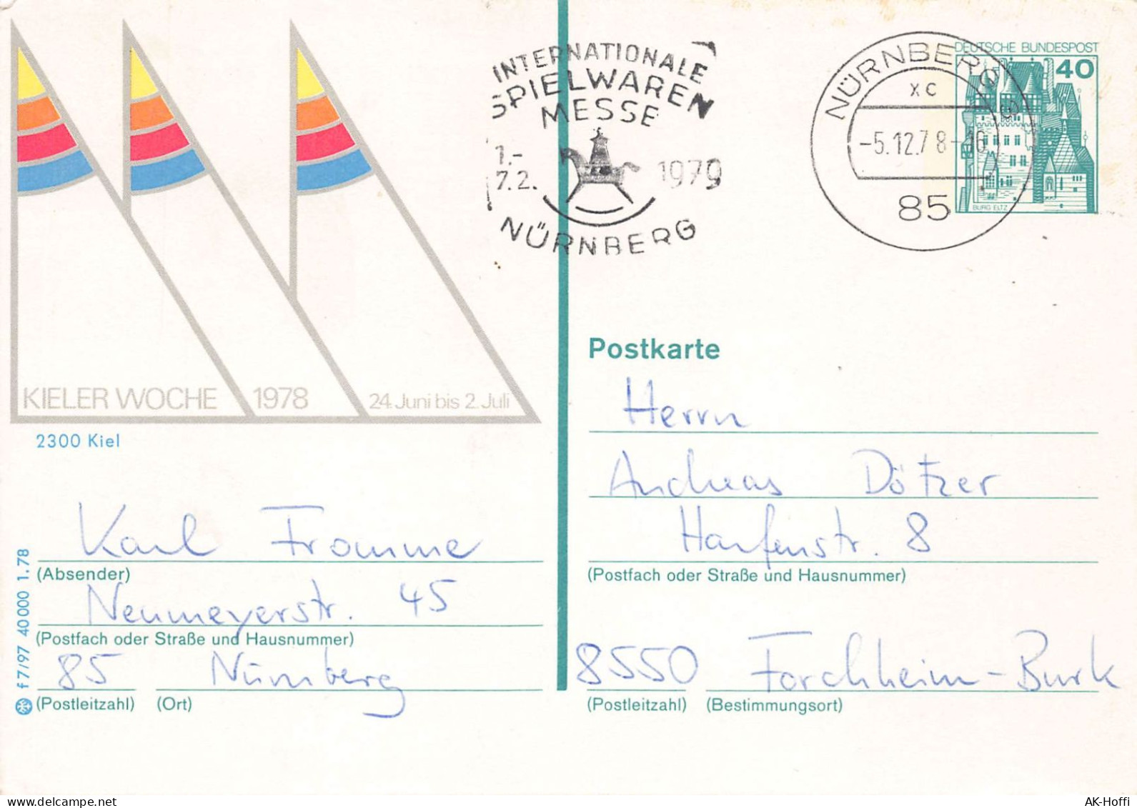 Ganzsache Kieler Woche 1978 (865) - Postkarten - Gebraucht