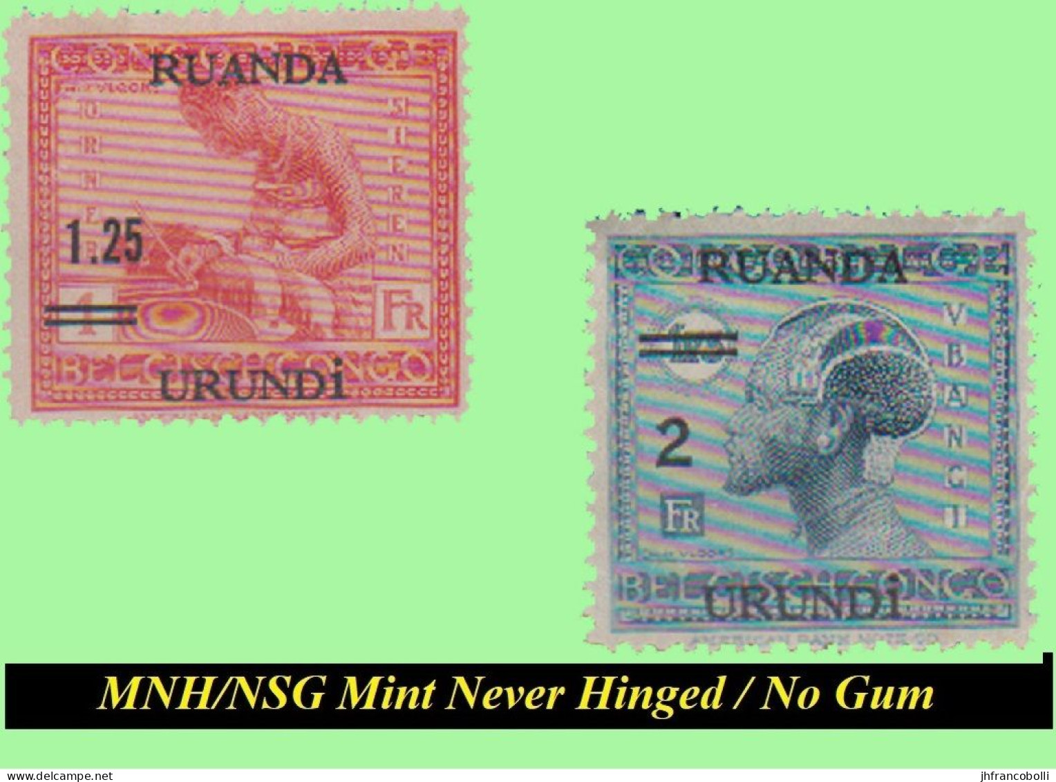 1931 ** RUANDA-URUNDI RU 090/091 MNH/NSG VLOORS -4- WITH OVERPRINT ( X 2 Stamps) NO GUM - Neufs