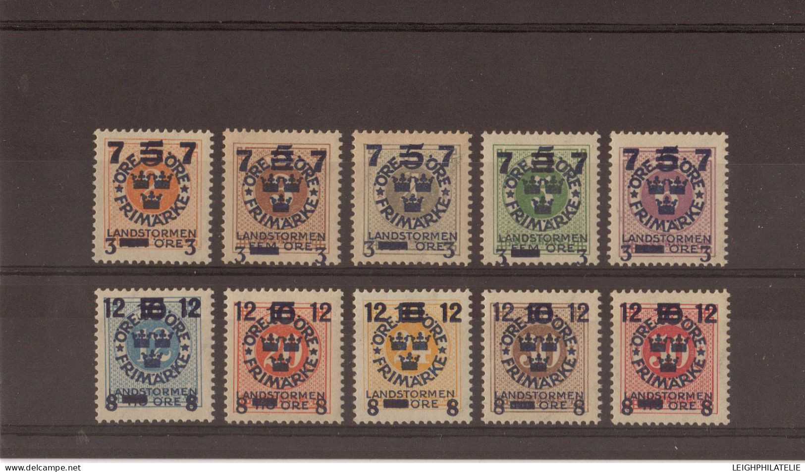 Sweden 126/35,  1918 Landstorm 111 Surcharges (10) Complete (MNH) ** - Unused Stamps