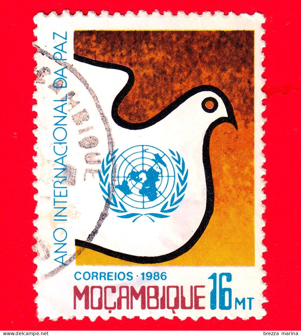 MOZAMBICO - Usato - 1986 - Anno Internazionale Della Pace - Colomba - ONU - 16 - Mozambique