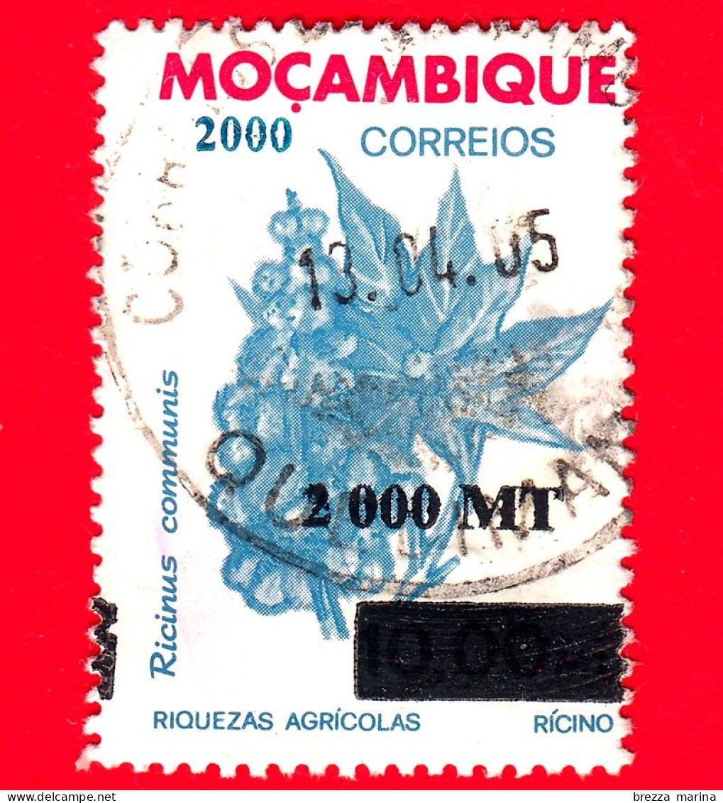 MOZAMBICO - Usato - 2000 - Francobolli Sovrattassati - Ricchezza Agricola - Pianta Di Olio Di Ricino (Ricinus Communis) - Mozambique