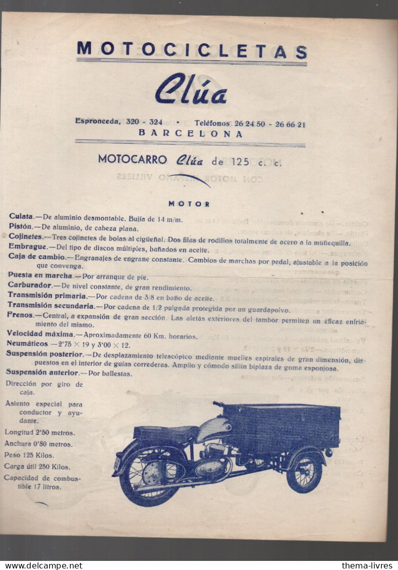 Barcelona (Espagne) Catalogue Cirdulaire   MOTOCICLETAS CLUA  (PPP46389) - Motos