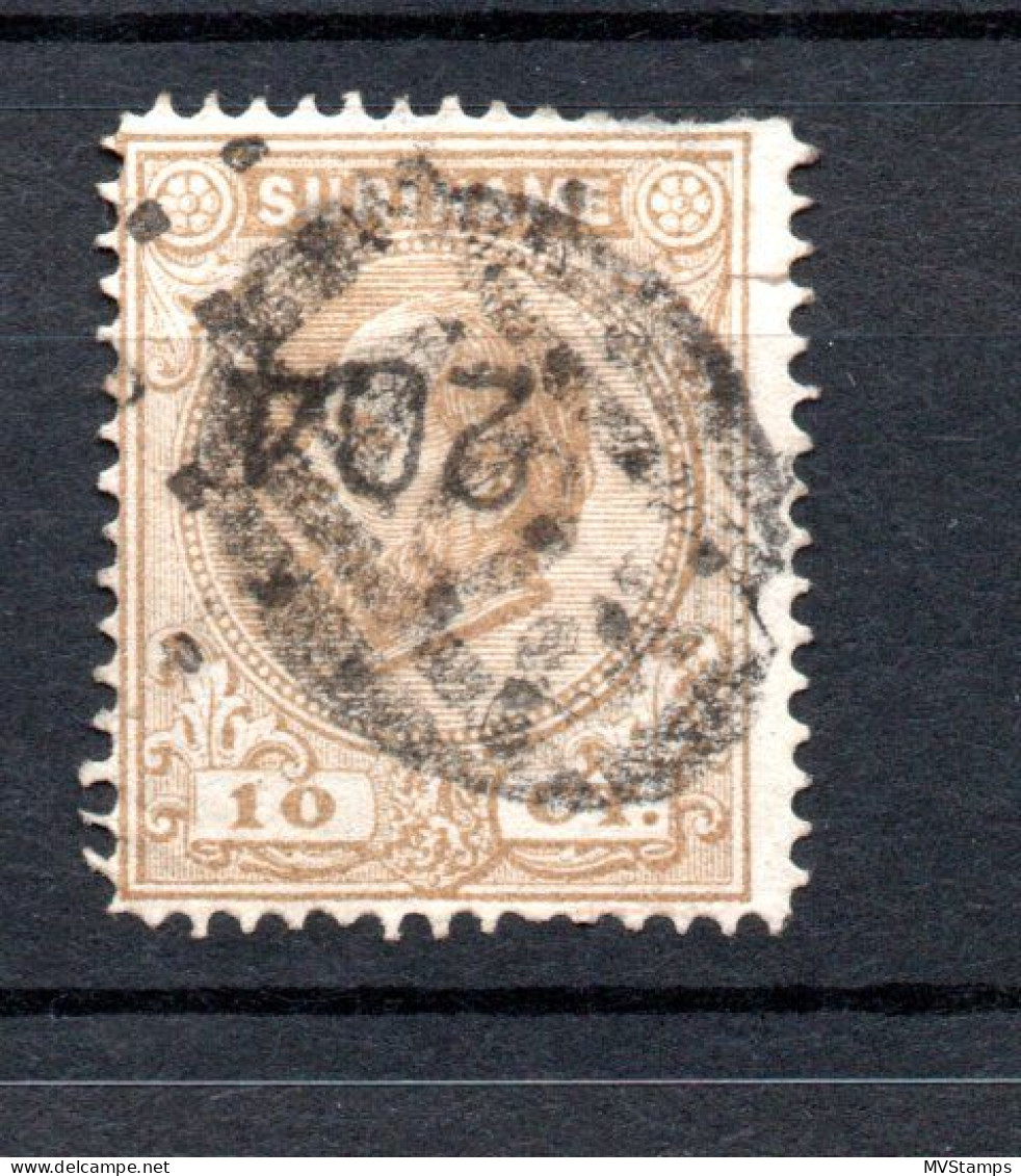 Suriname 1873 Zegel 6 Wilhelm III Gebruikt (boven Beschadigt) Met Brits Stempel - Suriname ... - 1975