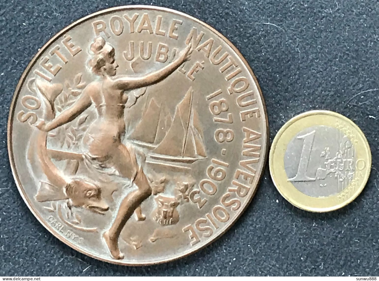 Société Royale Nautique Anversoise Jubilé 1878-1903 Carl Nys (uniface Bronze) - Unternehmen