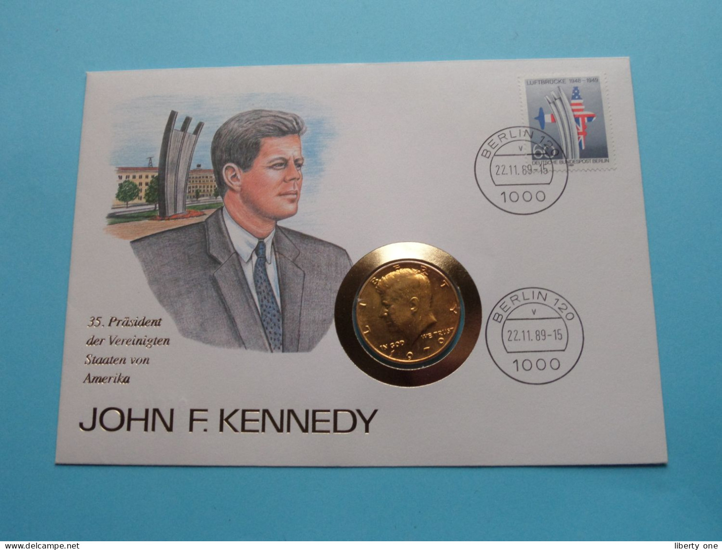 JOHN F. KENNEDY ( Half Dollar 1979 ) Berlin 1989 ( Zie/See Scans ) Numislettre N° 06506 ! - Herdenking