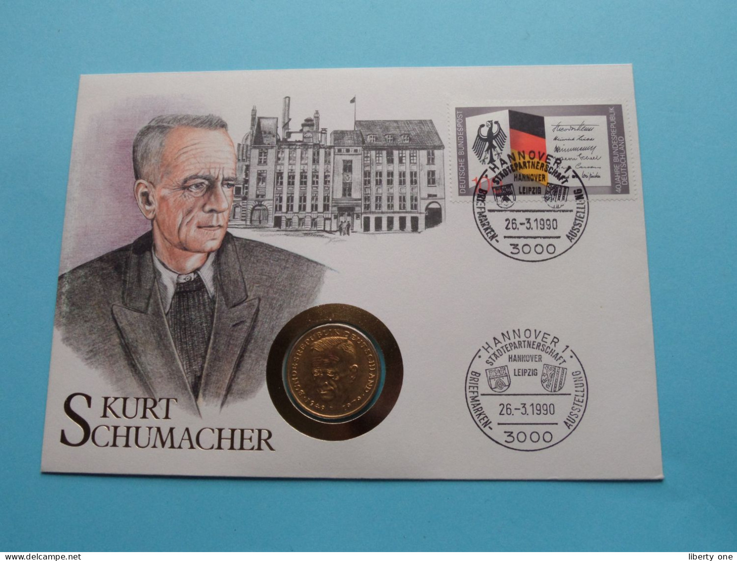 KURT SCHUMACHER ( 2 DM 1980 D ) Hannover 1990 ( Zie/See Scans ) Numisbrief ! - Commemorations
