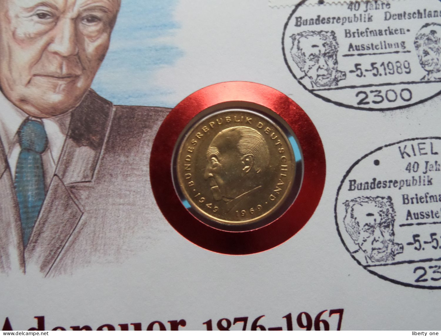 KONRAD ADENAUER 1876-1967 ( 2 DM 1969 D ) Kiel 1989 ( Zie/See Scans ) Numisbrief ! - Conmemorativas