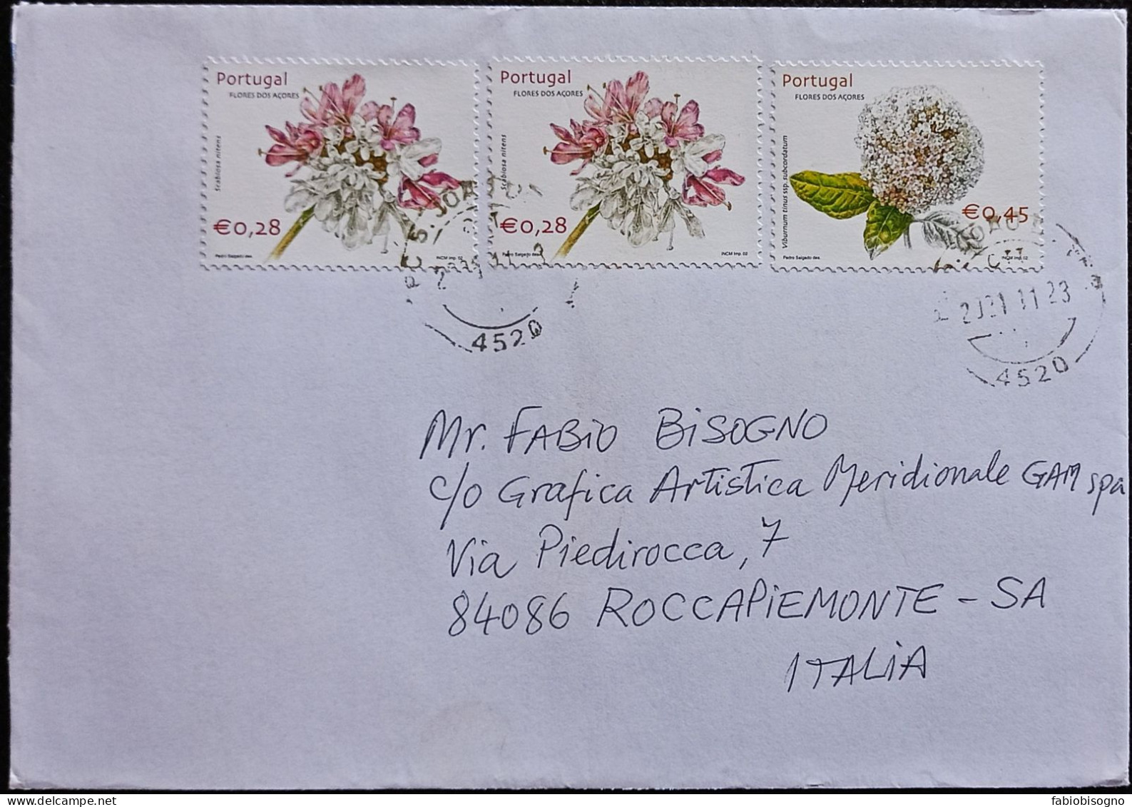 Flores De Acores - Letter To Italy - Briefe U. Dokumente