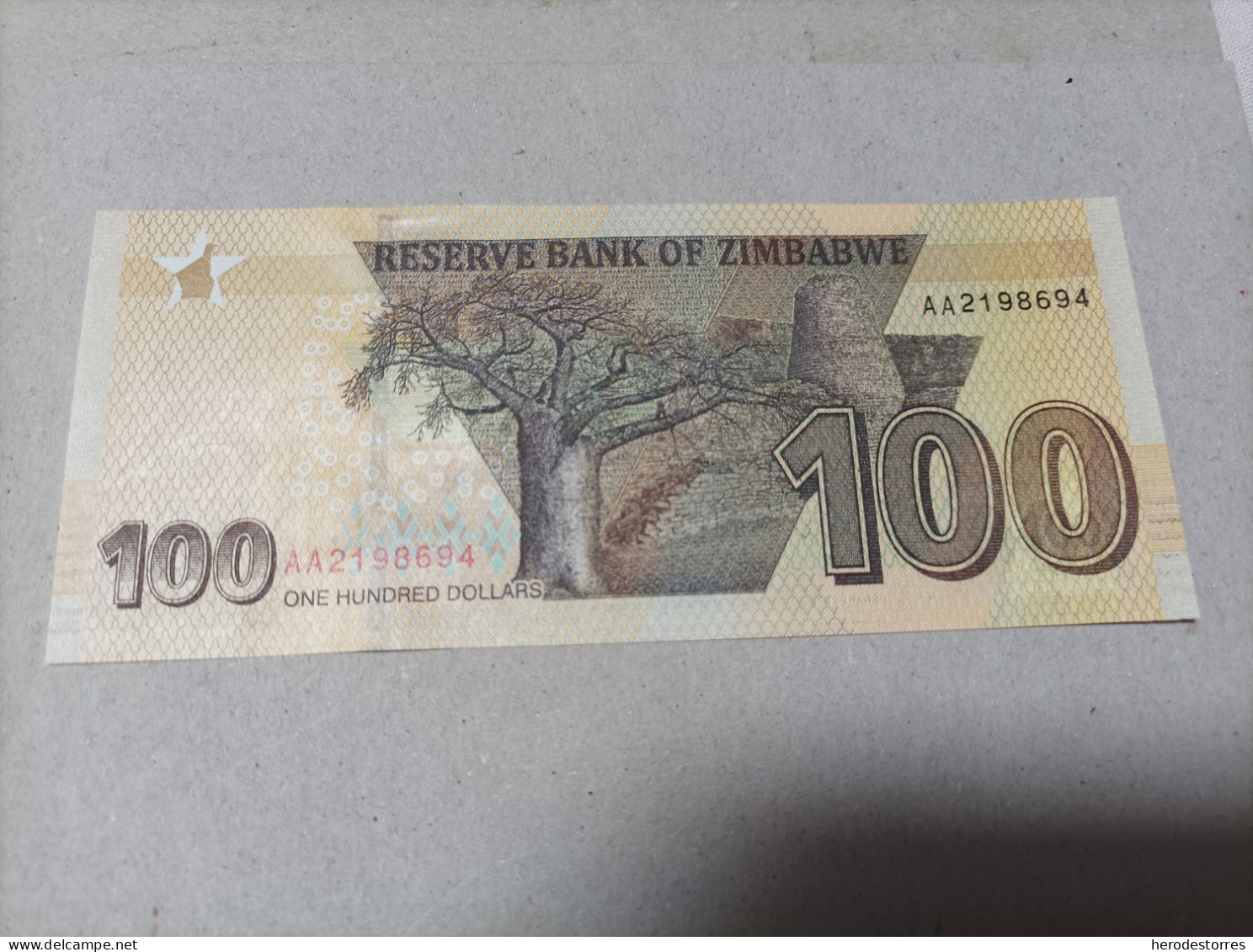 Billete De Zimbabwe De 100 Dólares, Serie AA, Año 2020, UNC - Zimbabwe