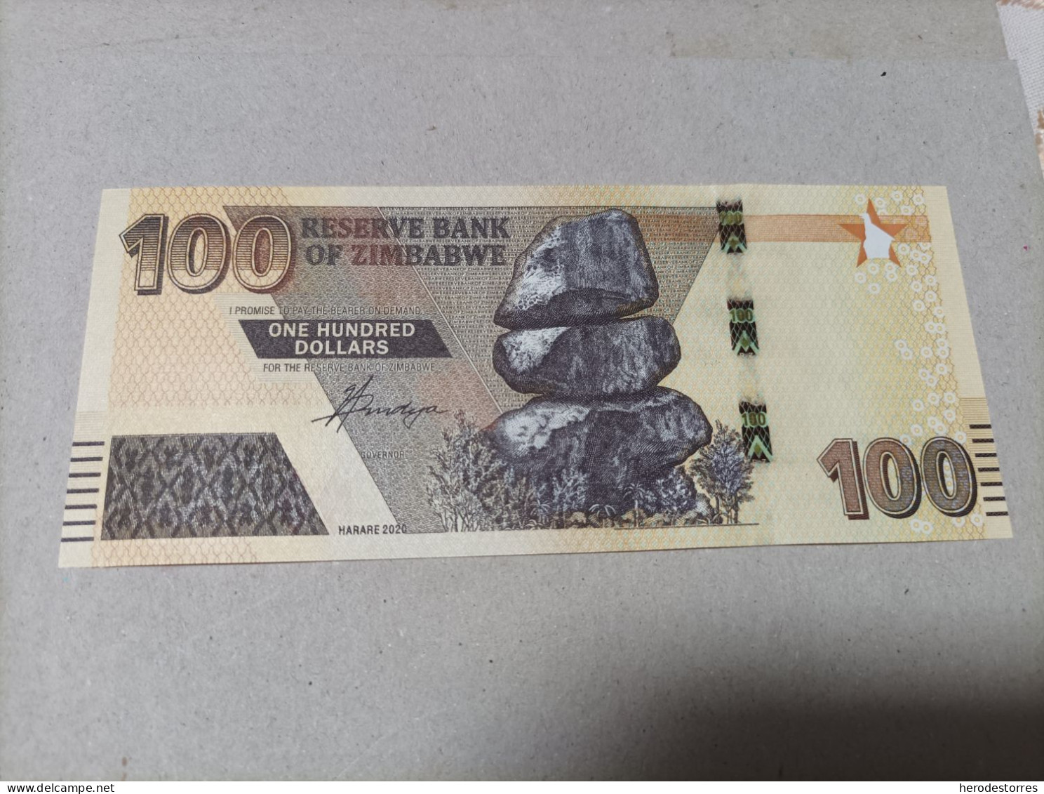 Billete De Zimbabwe De 100 Dólares, Serie AA, Año 2020, UNC - Zimbabwe