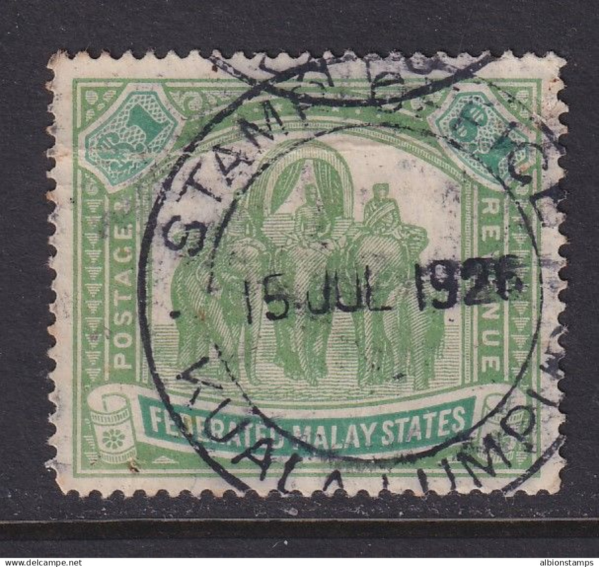 Malaya - Federated States, Scott 14 (SG 23), Used Revenue Cancel (crease) - Federated Malay States