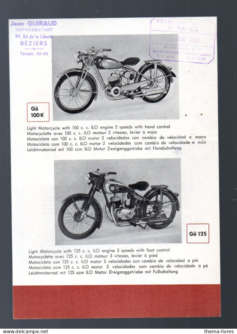 Prospectus MOTOS     Gô 100k   Et Gö 125   (PPP46395) - Motor Bikes